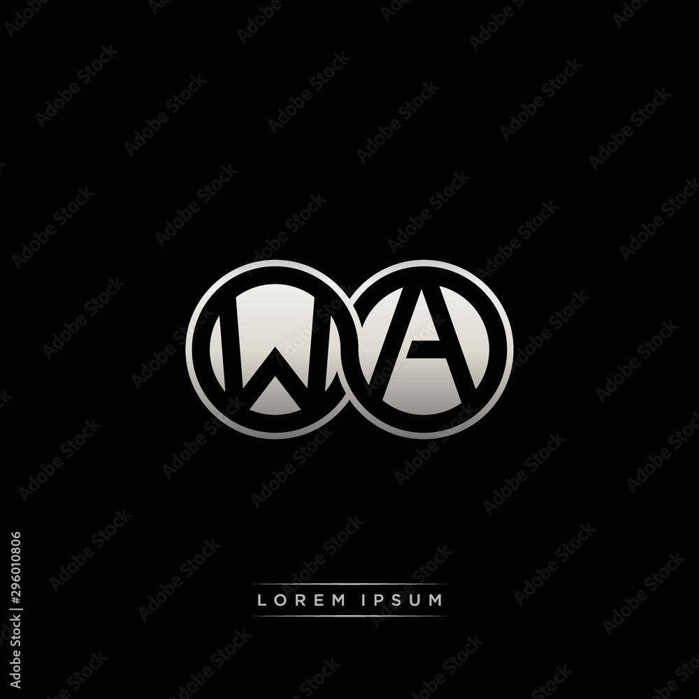 WA initial letter linked circle capital monogram logo modern template silver color version WA initial letter linked circle capital monogram logo modern template silver color version