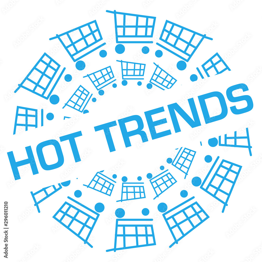 Hot Trends Blue Shopping Cart Circular Badge Style 
