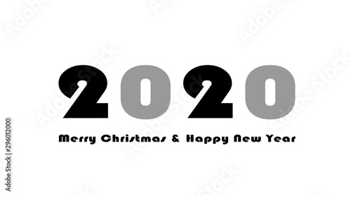 Happy New Year 2020 Text Graphic Design , Hand Drawn Doodle , Logo for New Year Card