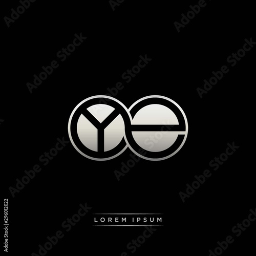 YE initial letter linked circle capital monogram logo modern template silver color version photo