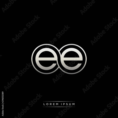 EE initial letter linked circle capital monogram logo modern template silver color version
