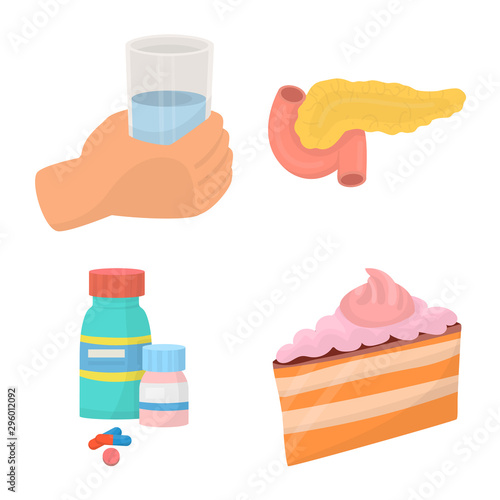 Isolated object of mellitus and diabetes sign. Set of mellitus and diet stock vector illustration.