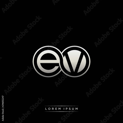 EV initial letter linked circle capital monogram logo modern template silver color version