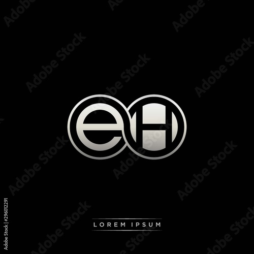 EH initial letter linked circle capital monogram logo modern template silver color version