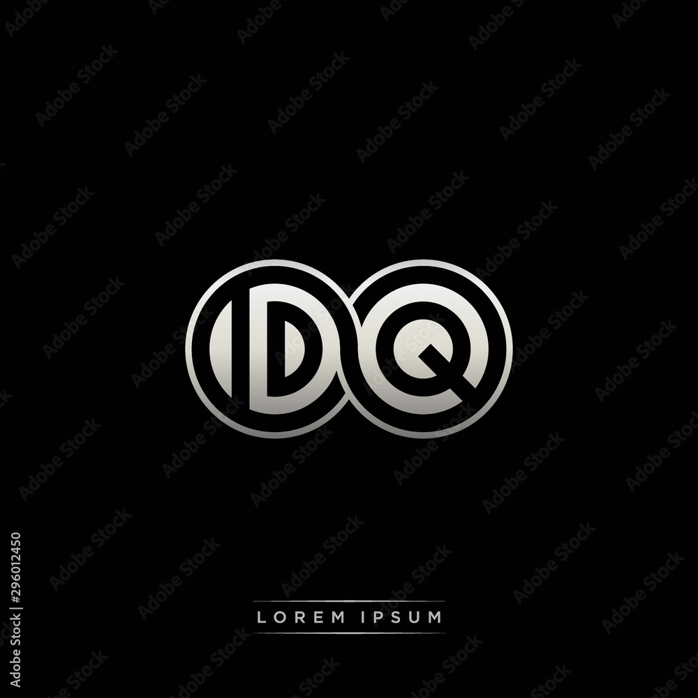 DQ initial letter linked circle capital monogram logo modern template silver color version