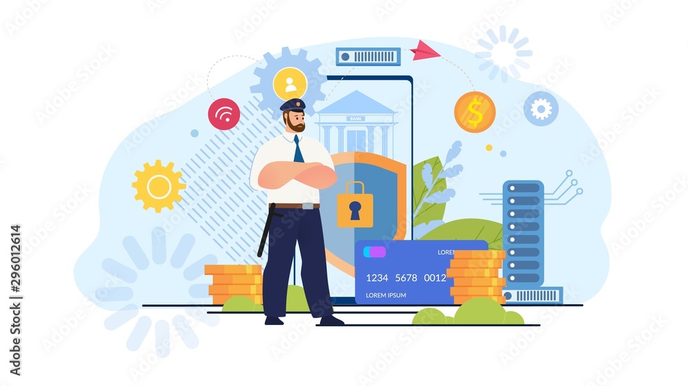 Bank Online Transfers Security Flat Vector Concept Bank Online Transfers Security Flat Vector Concept