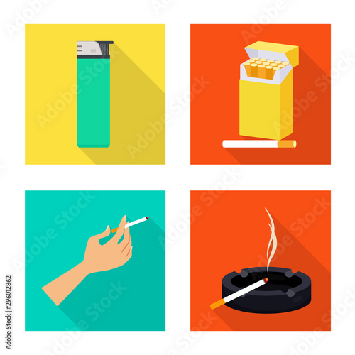 Vector illustration of smoke and statistics symbol. Set of smoke and stop stock symbol for web.