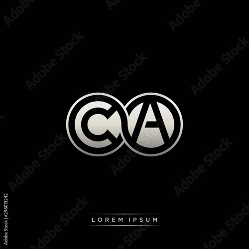 CA initial letter linked circle capital monogram logo modern template silver color version