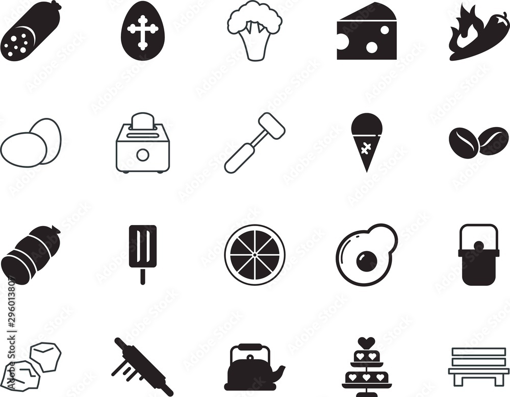 food vector icon set such as: paper, animal, dumping, cut, cabbage, relaxation, lovely, grain, tenderize, party, coffe, burn, boiled, tea, dump, furniture, machine, relationship, handle, heart