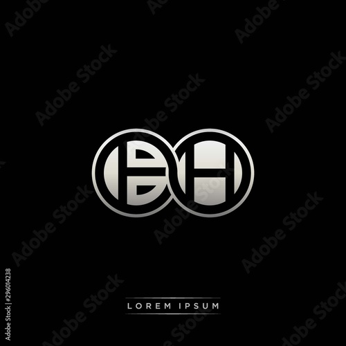BH initial letter linked circle capital monogram logo modern template silver color version