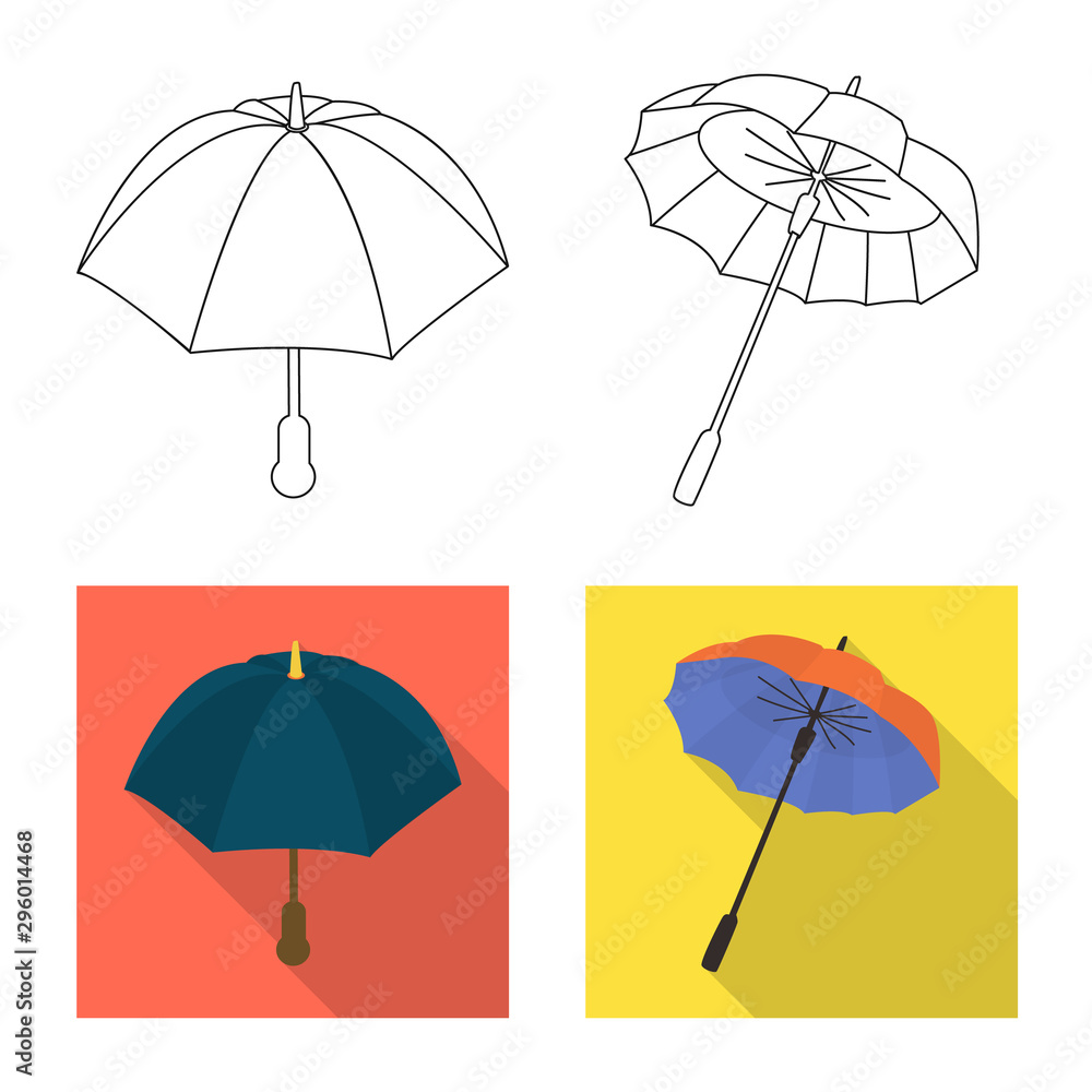 Vector design of protection and closed sign. Collection of protection and rainy stock symbol for web.