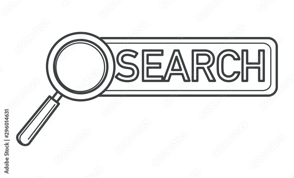 Search tool magnifying glass and inscription in box Search tool magnifying glass and inscription in box