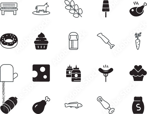 food vector icon set such as: cook, diet, cooked, sandwich, urban, female, web, aluminium, relaxation, frankfurter, furniture, fish, pure, tomato, autumn, protective, hole, potholder, sausages