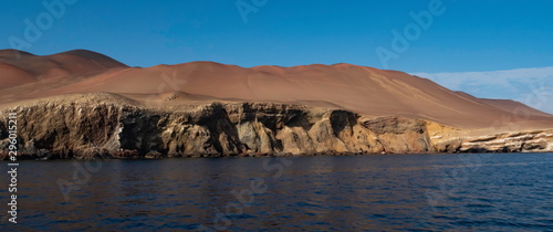 Coastal view of Paracas mountains of sand where there is the Candelabrum figure, Paracas National Park, Paracas region, Peru