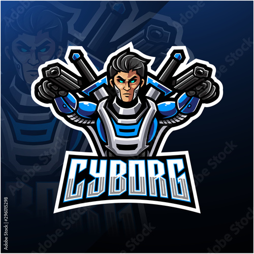 Cyborg esport mascot logo design