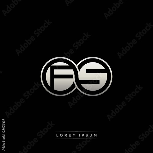 FS initial letter linked circle capital monogram logo modern template silver color version