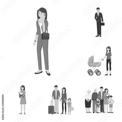 Vector design of face and portrait symbol. Set of face and happy vector icon for stock.