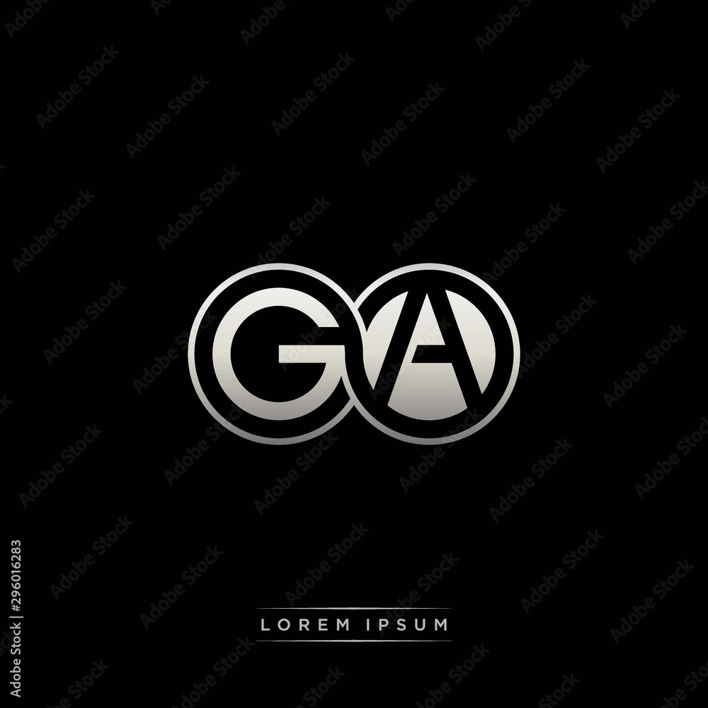 GA initial letter linked circle capital monogram logo modern template silver color version GA initial letter linked circle capital monogram logo modern template silver color version