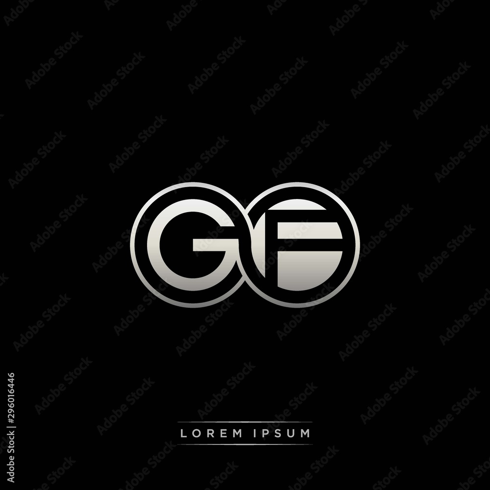 GF initial letter linked circle capital monogram logo modern template silver color version GF initial letter linked circle capital monogram logo modern template silver color version