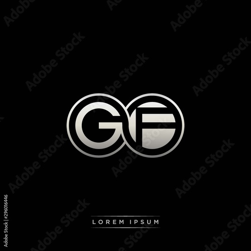 GF initial letter linked circle capital monogram logo modern template silver color version