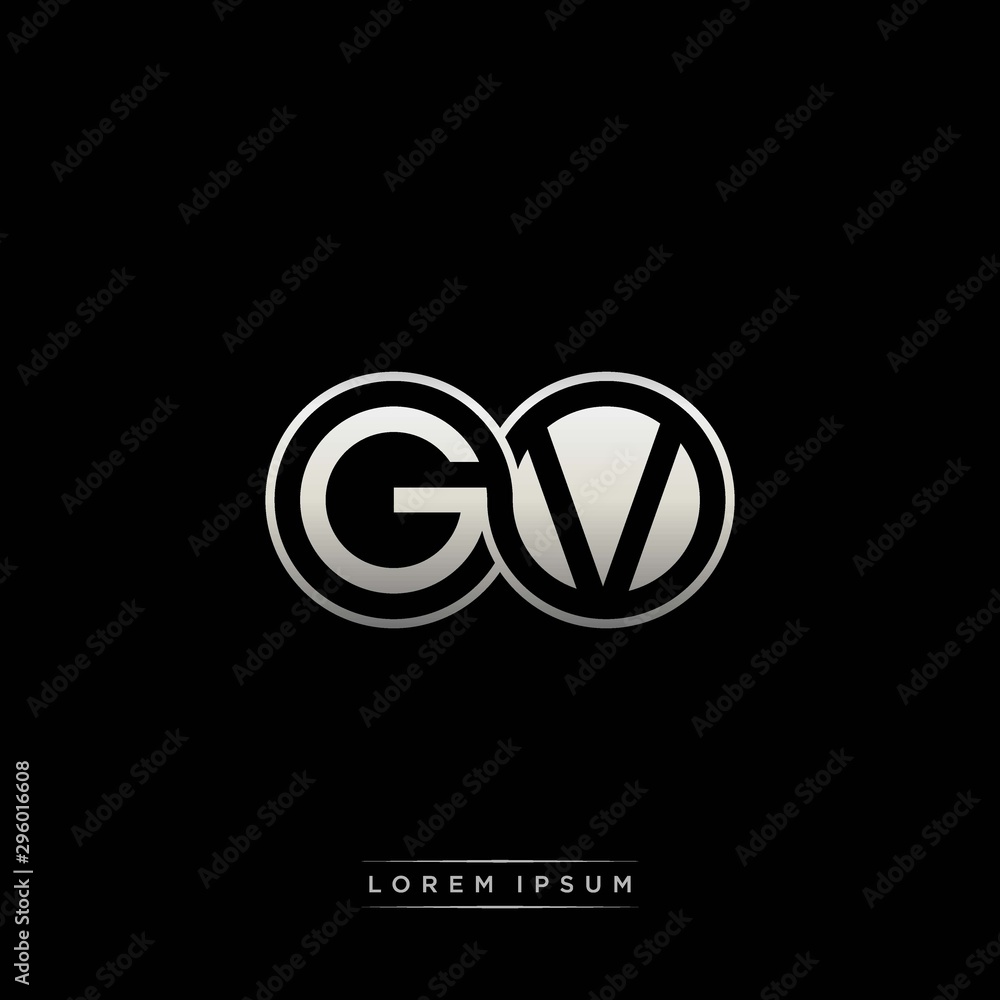 GV initial letter linked circle capital monogram logo modern template silver color version GV initial letter linked circle capital monogram logo modern template silver color version