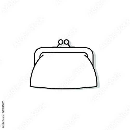  Purse clutch line icon. Retro wallet outline vector icon