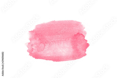 Abstract pink watercolor stain on white background for your design