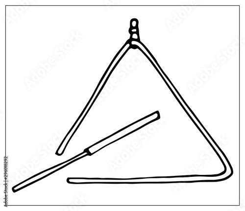 Vector greeting card with triangle. Linear hand drawn illustration.