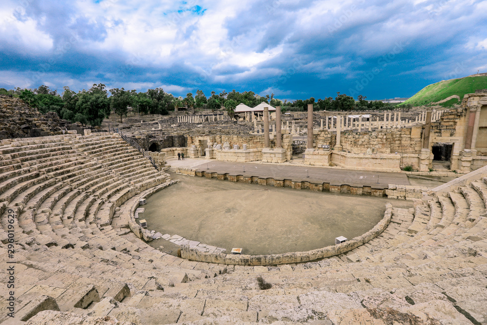 Ancient Amphitheater in the Beit She'an Park, Israel