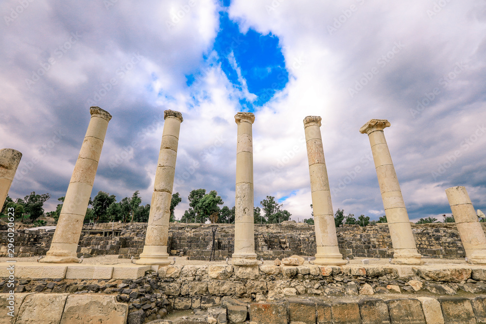 Ancient Roman Columns in the Beit She'an  Park, Israel