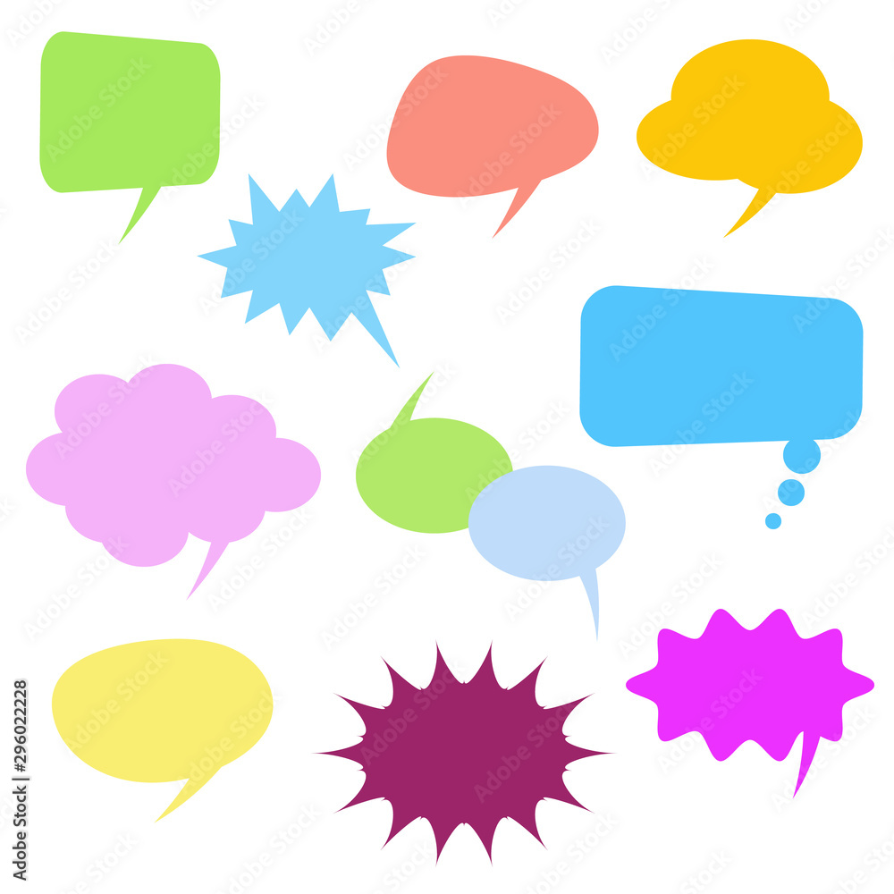 Colorful comic speech bubbles set on white background Colorful comic speech bubbles set on white background