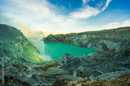 The Ijen volcano complex is a group of composite volcanoes located on the border between Banyuwangi Regency and Bondowoso Regency of East Java, Indonesia. 