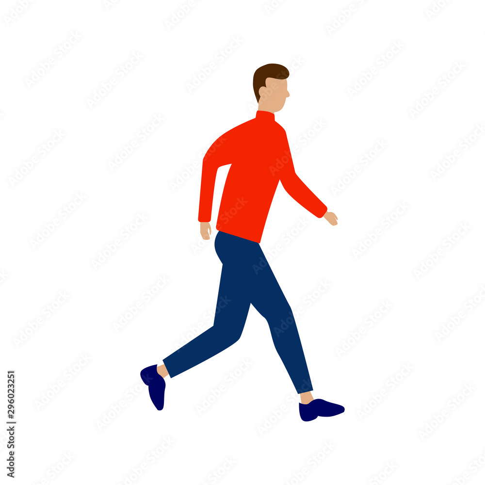 The man is walking. Flat cartoon character isolated on white background.eps The man is walking. Flat cartoon character isolated on white background.eps