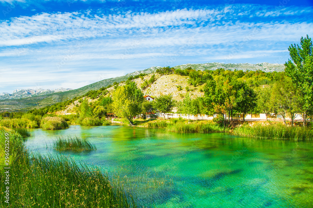 Beautiful nature landscape, Zrmanja river in Muskovci in Croatia Beautiful nature landscape, Zrmanja river in Muskovci in Croatia