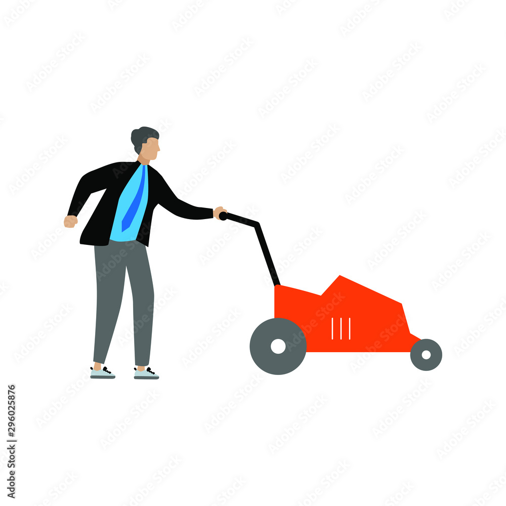 The man with the lawnmower. The man with the lawnmower.