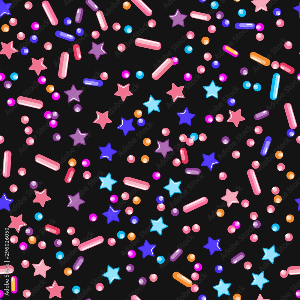 Obraz premium Sprinkle Cupcake Donut Topping. Seamless Pattern 