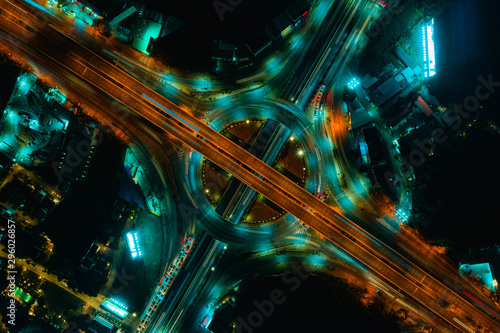 Expressway Aerial top view, Road traffic an important infrastructure in Thailand