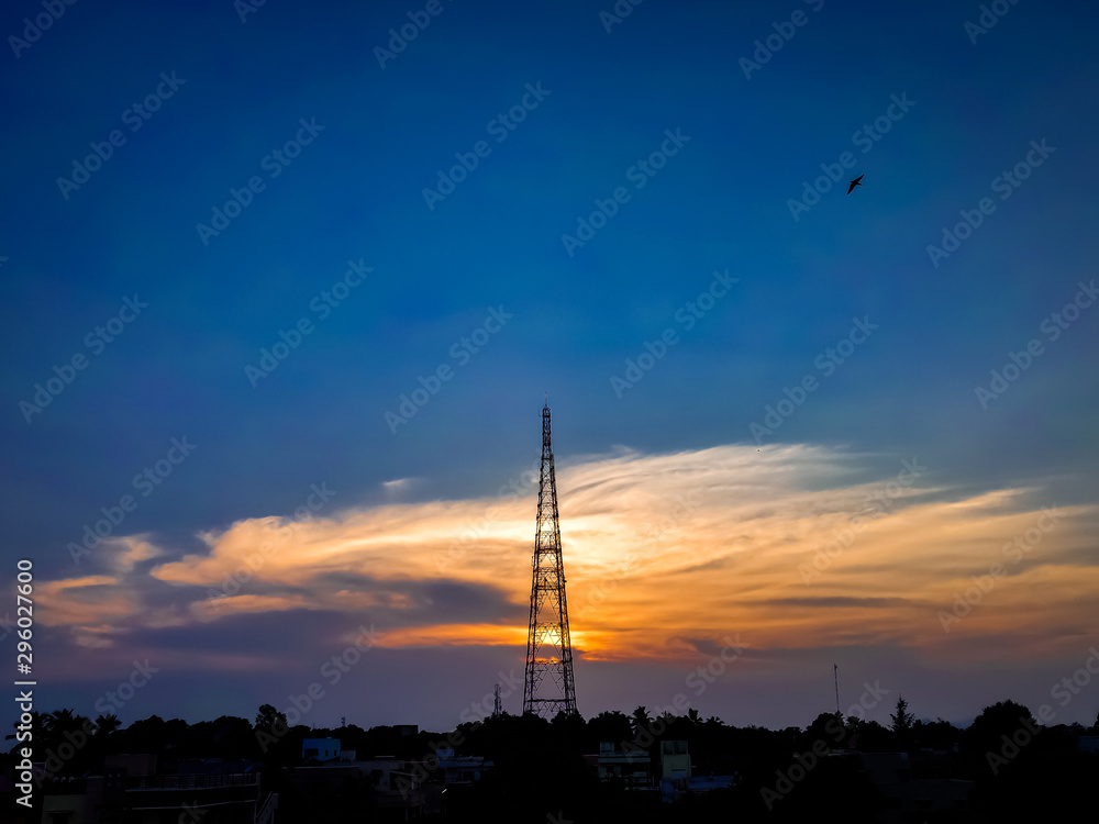 tower at sunset tower at sunset