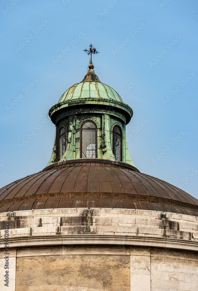 Venice, close-up of the dome of the church of the Maddalena, in neoclassical style, UNESCO world heritage site, Veneto, italy, Europe