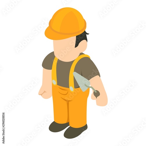 Bricklayer icon. Isometric illustration of bricklayer vector icon for web