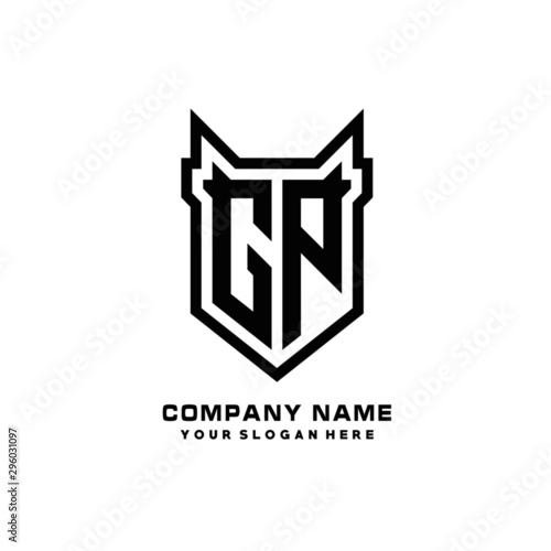 Initial letter GP Shield vector Logo Template Illustration Design, black color