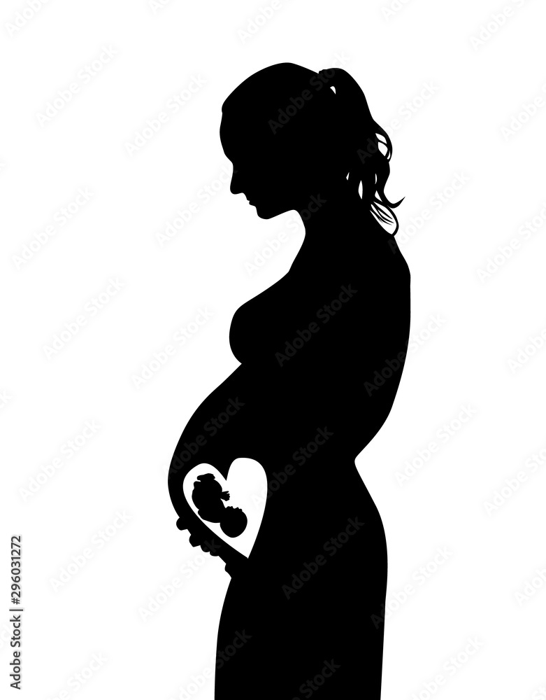 The silhouette of a pregnant woman. Vector illustration