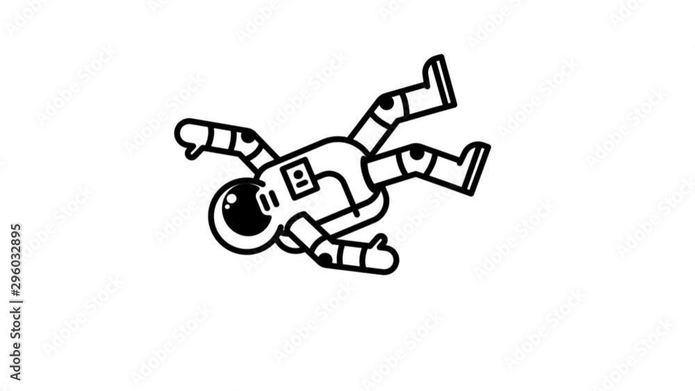 Astronaut in spacesuit floating in outer space. Animated looped line icon. Alpha channel. Astronaut in spacesuit floating in outer space. Animated looped line icon. Alpha channel.