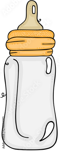 Baby milk bottle isolated on white