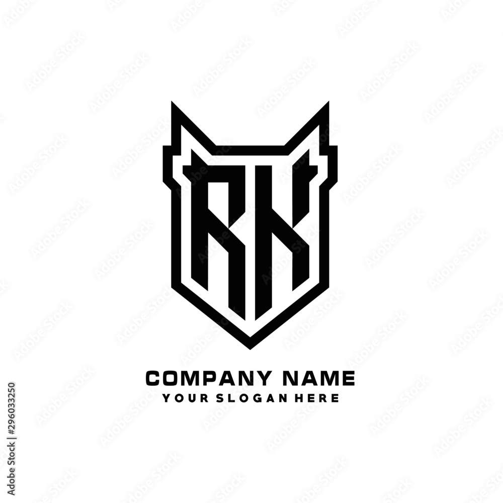 Fototapeta premium Initial letter RK Shield vector Logo Template Illustration Design, black color