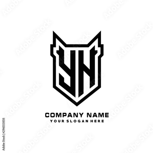 Initial letter YH Shield vector Logo Template Illustration Design, black color