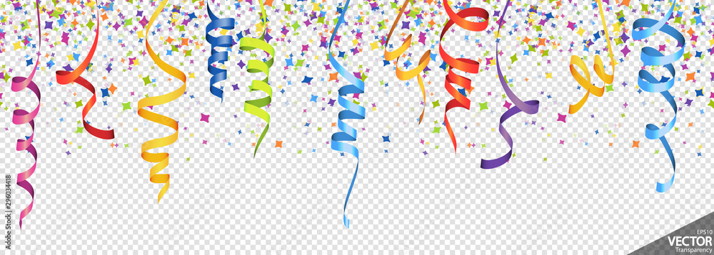 Party Streamers And Confetti Stock Illustration - Download Image