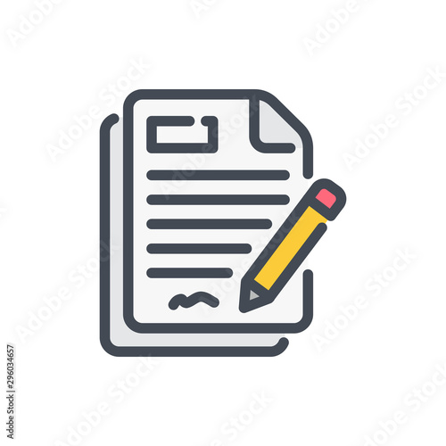 Agreement color line icon. Contract vector outline colorful sign.