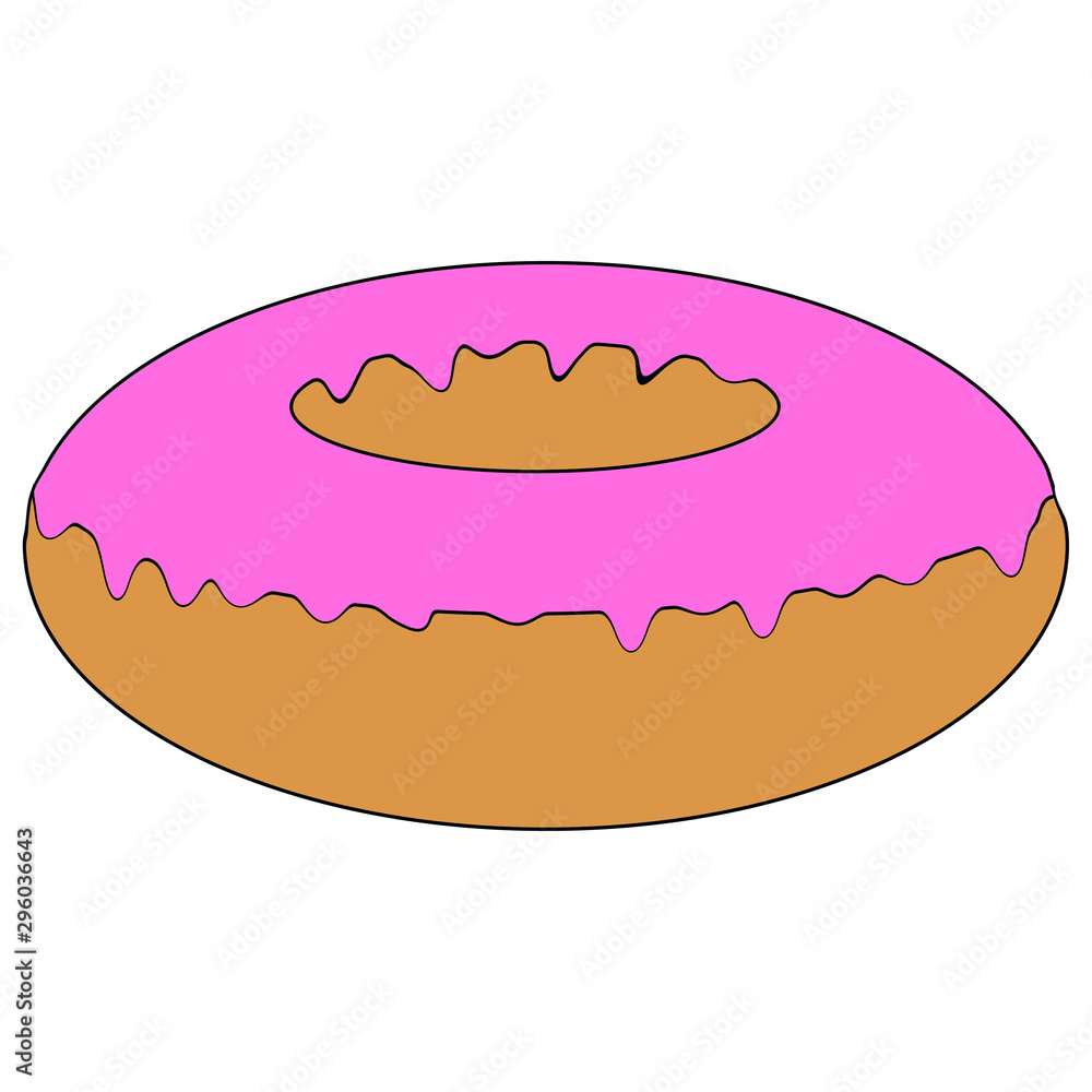 Sweet and beautiful multi-colored donut, illustration, on a white background. Sweet and beautiful multi-colored donut, illustration, on a white background.