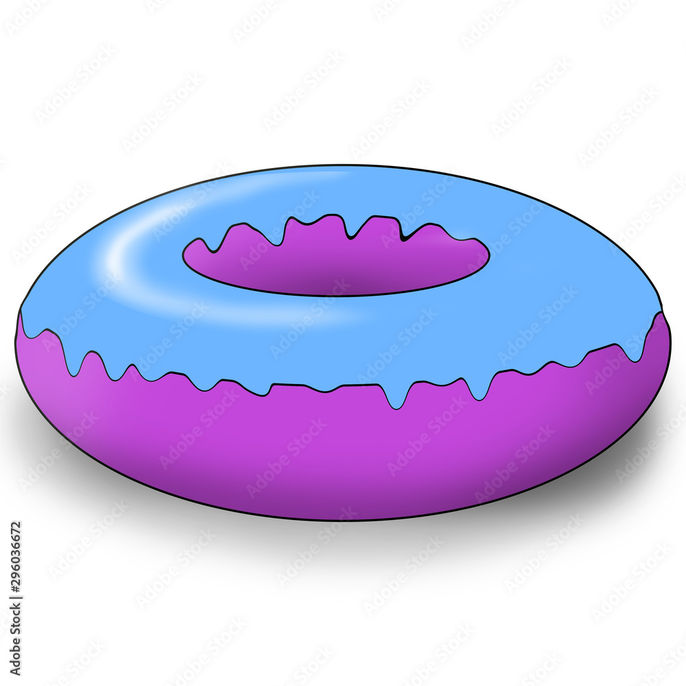 Sweet and beautiful multi-colored donut, illustration, on a white background. Sweet and beautiful multi-colored donut, illustration, on a white background.